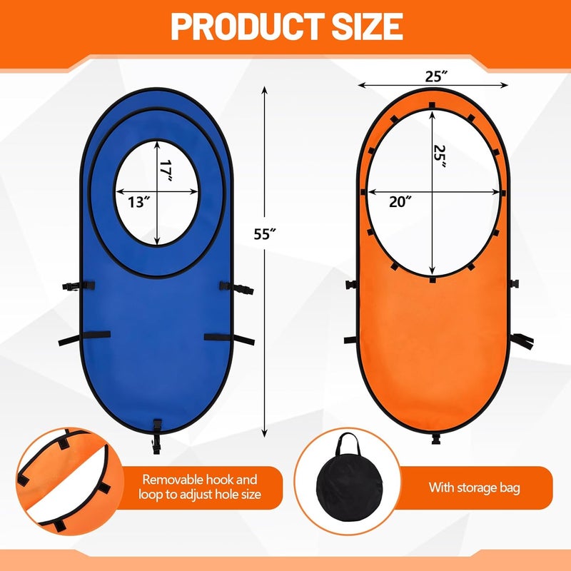 Arrowbash 2pcs Large Pop up Tennis Targets Detachable Training Rings 600d Oxford Cloth Tennis Serve Training Aid with Carry Bag, Blue/Orange - Image 2